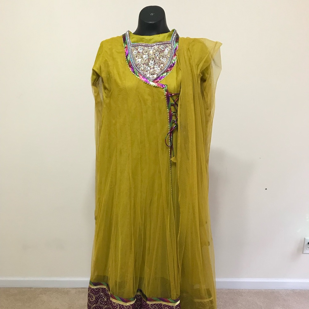 Soft net green Indian dress